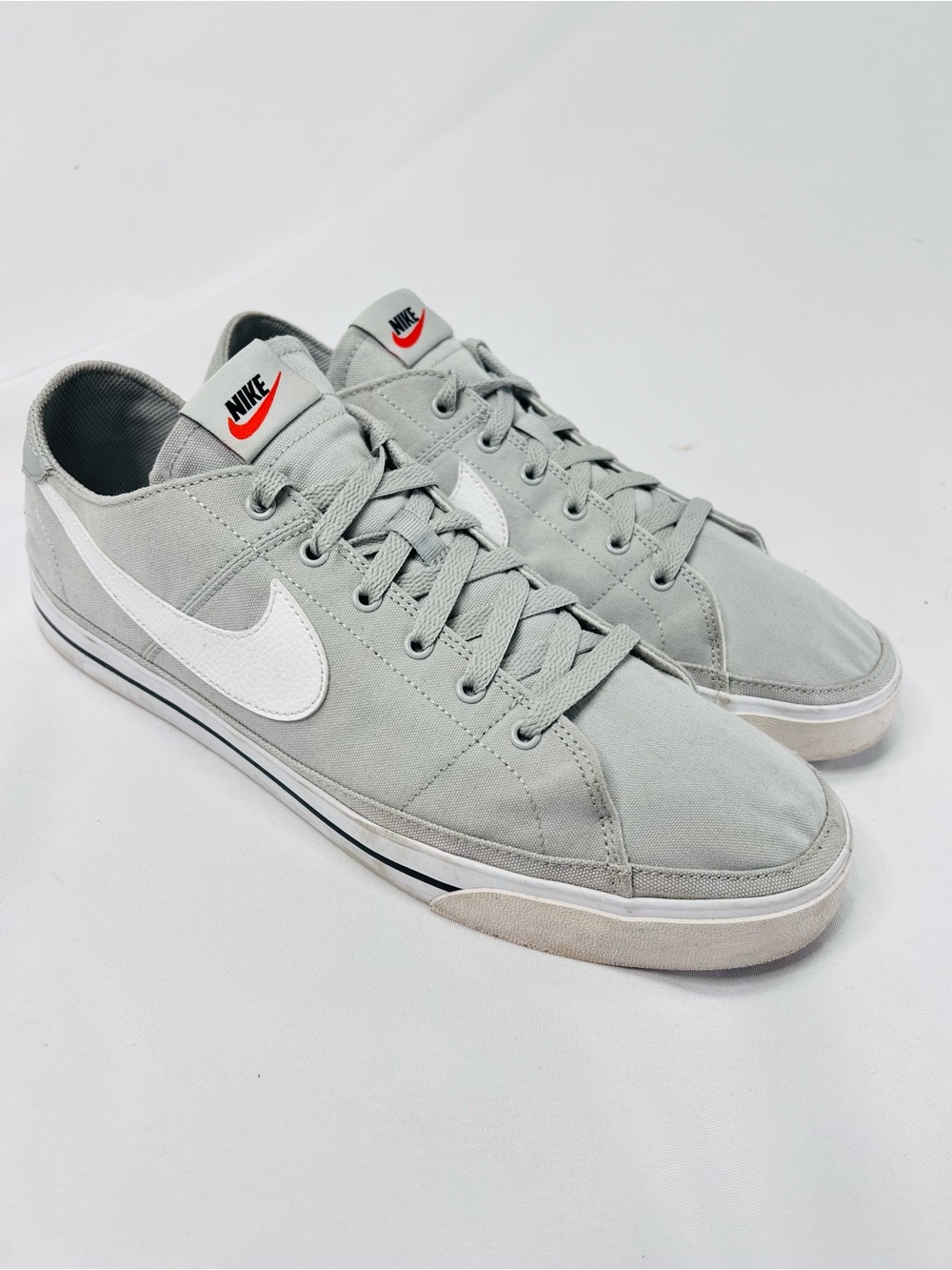Nike Court Legacy Grey White Swoosh Mens Lace Up Sneakers Size 13 - Picture 4 of 8